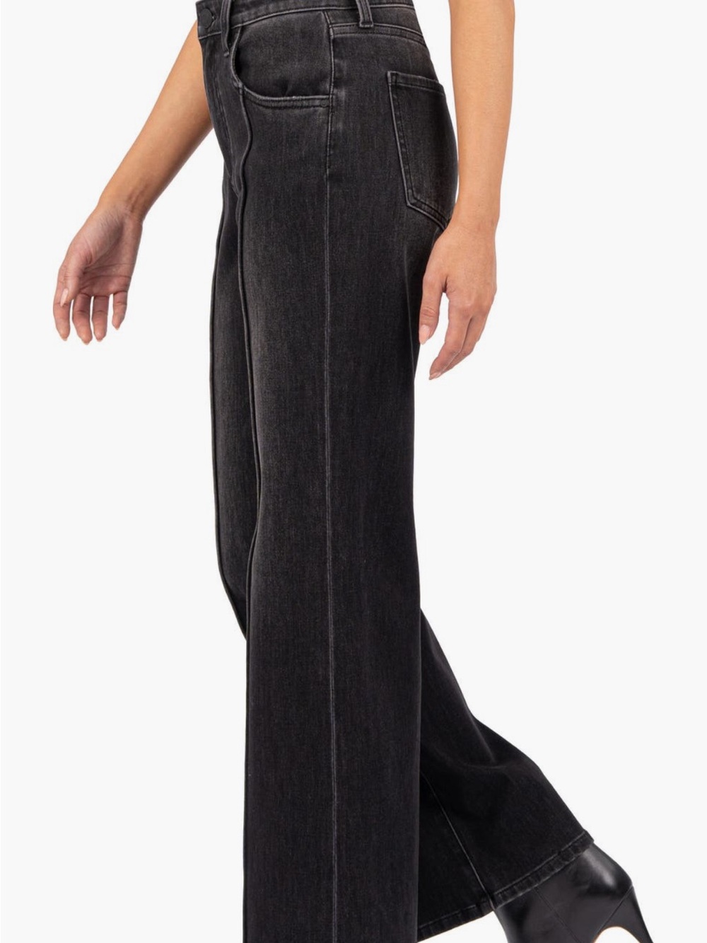 KUT from the Kloth Charlotte Black Seamed High Waist Flare Leg Size 0 - Picture 3 of 15